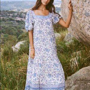 Spell Folk Song Square Neck Gown- Sky - XL - NWT